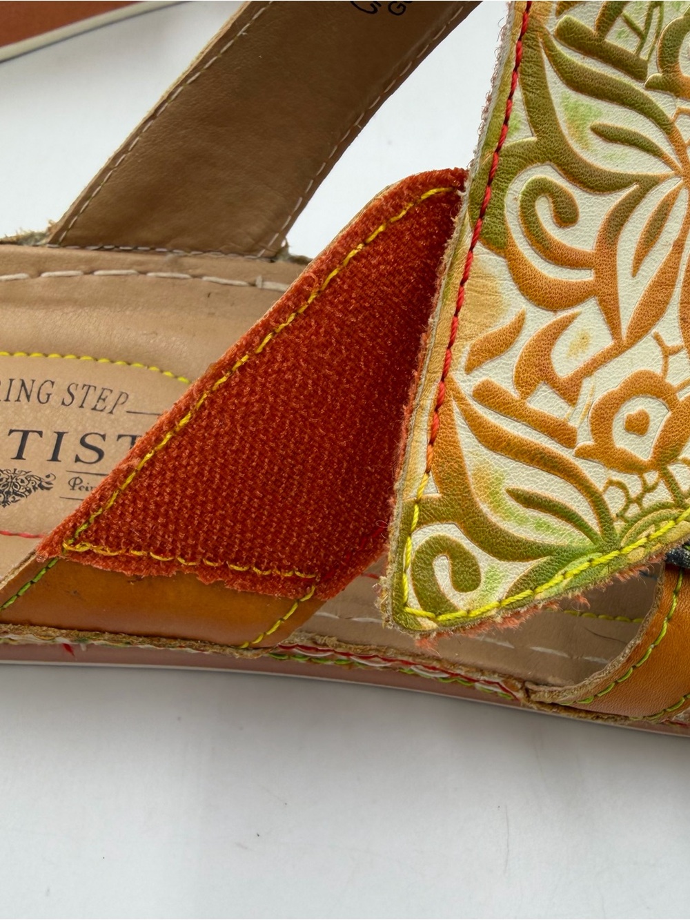 L'Artiste by Spring Step Caiman Slide Sandal Womens US 9 EU 40 Leather Tropical - Picture 6 of 11